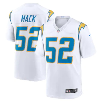 mens nike khalil mack white los angeles chargers game jerse